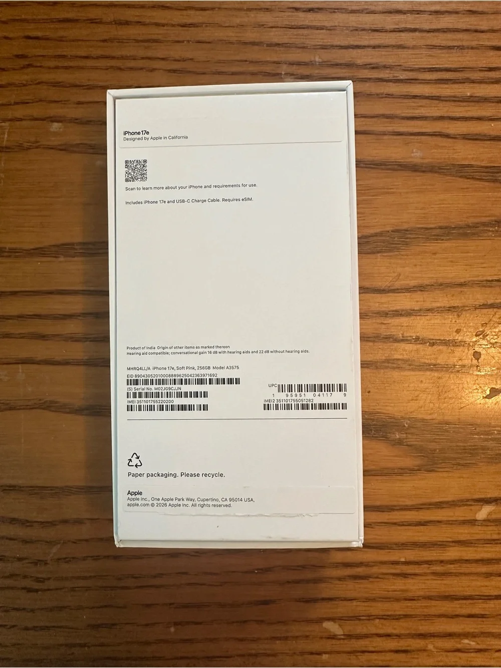 Apple iPhone 17e Original Box Soft Pink Floral Design Empty BOX ONLY